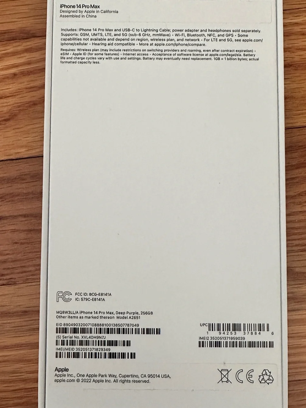 Empty Apple iPhone 14 Pro box - Deep Purple Gradient
